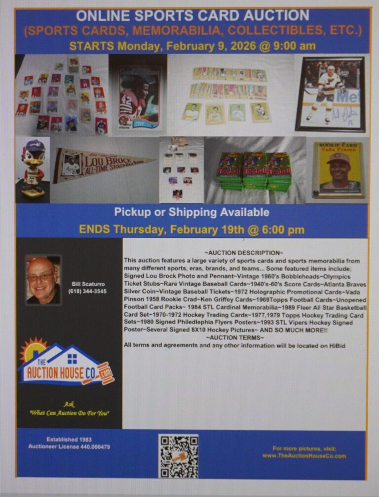Trading Card Auction – Baseball, Football, & Hockey